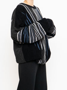 Vintage x Made in Canada x TUNDRA Black Striped Raised Knit (S-XXL)