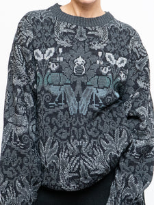 Vintage x Grey And Black Patterned Acrylic Knit (XS-XXL)