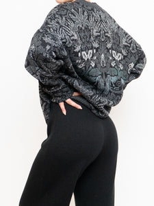 Vintage x Grey And Black Patterned Acrylic Knit (XS-XXL)