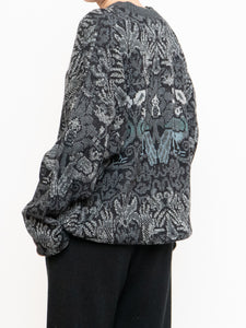 Vintage x Grey And Black Patterned Acrylic Knit (XS-XXL)