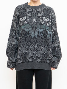 Vintage x Grey And Black Patterned Acrylic Knit (XS-XXL)