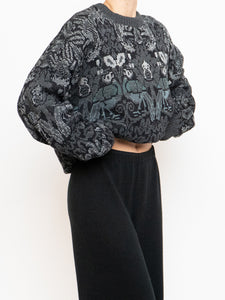 Vintage x Grey And Black Patterned Acrylic Knit (XS-XXL)