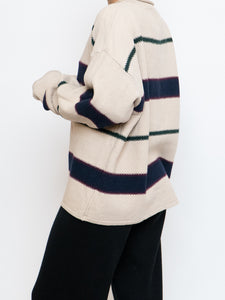 Vintage x Made in Hong Kong x  Cream Striped Cotton Sweater (XS-XL)