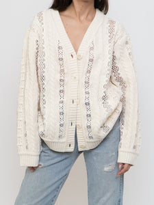 SEA NY x Deadstock Cream Wool Knit & Lace Cardi (XS-L)