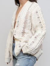 Load image into Gallery viewer, SEA NY x Deadstock Cream Wool Knit &amp; Lace Cardi (XS-L)