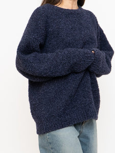 Vintage x Dark Navy Textured Knit Wool-Blend Sweater (XS-XL)