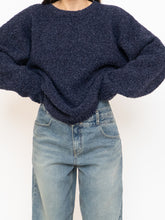 Load image into Gallery viewer, Vintage x Dark Navy Textured Knit Wool-Blend Sweater (XS-XL)
