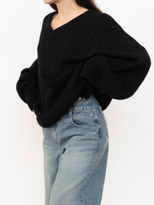 Vintage x Black Ribbed Knit Sweater (S-XL)