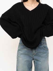 Vintage x Black Ribbed Knit Sweater (S-XL)
