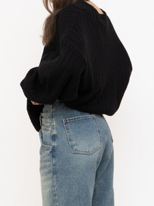 Vintage x Black Ribbed Knit Sweater (S-XL)