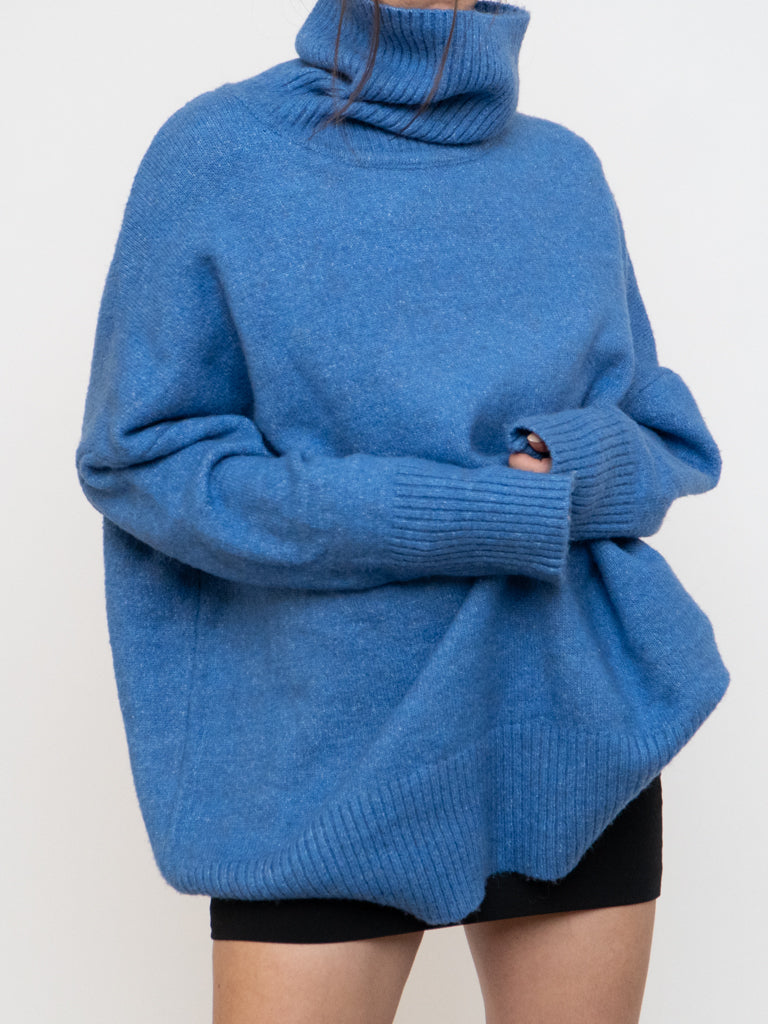 WILLIAM RAST X Blue Speckled Knit Turtleneck (XS-2XL)