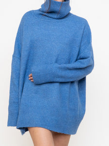 WILLIAM RAST X Blue Speckled Knit Turtleneck (XS-2XL)