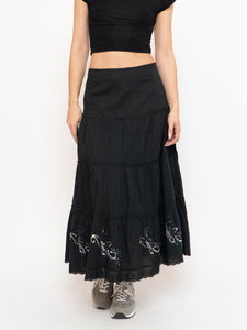 Vintage x Black, Silver Sequin Tiered Skirt (M-XL)