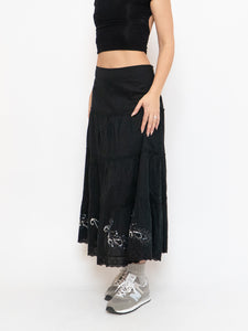 Vintage x Black, Silver Sequin Tiered Skirt (M-XL)