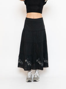 Vintage x Black, Silver Sequin Tiered Skirt (M-XL)