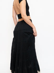 Vintage x Lace-trimmed Tiered Sequin Maxi Skirt (XL-2XL)
