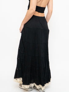Vintage x Lace-trimmed Tiered Sequin Maxi Skirt (XL-2XL)
