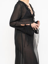 Load image into Gallery viewer, Modern x Sheer String Tie Frilly Blouse (XS-M)