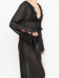 Modern x Sheer String Tie Frilly Blouse (XS-M)