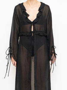 Modern x Sheer String Tie Frilly Blouse (XS-M)