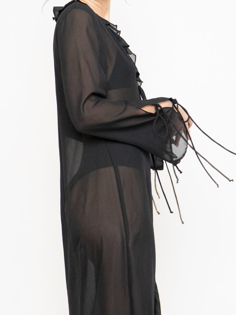 Modern x Sheer String Tie Frilly Blouse (XS-M)