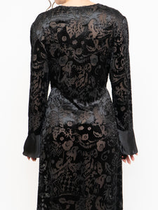 Vintage x Mesh And Velvet Wrap Dress (M, L)