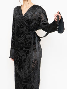 Vintage x Mesh And Velvet Wrap Dress (M, L)