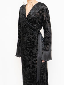 Vintage x Mesh And Velvet Wrap Dress (M, L)