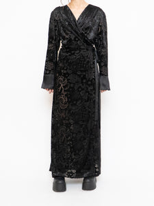 Vintage x Mesh And Velvet Wrap Dress (M, L)