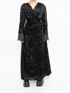 Vintage x Mesh And Velvet Wrap Dress (M, L)