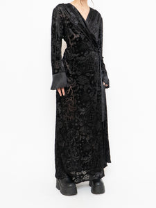 Vintage x Mesh And Velvet Wrap Dress (M, L)