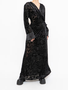 Vintage x Mesh And Velvet Wrap Dress (M, L)