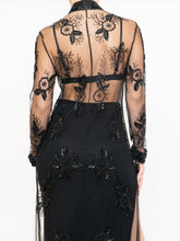 Load image into Gallery viewer, Vintage x Black Floral Mesh Clasped Blouse (XS-M)