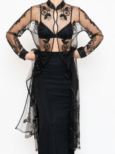 Load image into Gallery viewer, Vintage x Black Floral Mesh Clasped Blouse (XS-M)