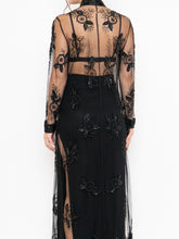 Load image into Gallery viewer, Vintage x Black Floral Mesh Clasped Blouse (XS-M)