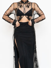 Load image into Gallery viewer, Vintage x Black Floral Mesh Clasped Blouse (XS-M)