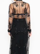 Load image into Gallery viewer, Vintage x Black Floral Mesh Clasped Blouse (XS-M)