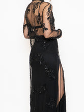 Load image into Gallery viewer, Vintage x Black Floral Mesh Clasped Blouse (XS-M)