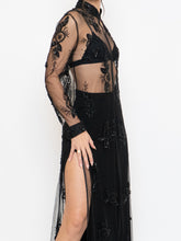 Load image into Gallery viewer, Vintage x Black Floral Mesh Clasped Blouse (XS-M)