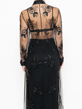 Load image into Gallery viewer, Vintage x Black Floral Mesh Clasped Blouse (XS-M)