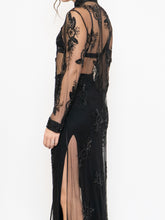 Load image into Gallery viewer, Vintage x Black Floral Mesh Clasped Blouse (XS-M)