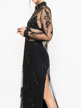 Load image into Gallery viewer, Vintage x Black Floral Mesh Clasped Blouse (XS-M)