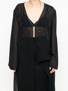 Vintage x Sheer Long Sequin Beaded Blouse (XS-L)