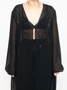 Vintage x Sheer Long Sequin Beaded Blouse (XS-L)