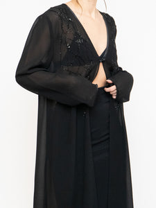 Vintage x Sheer Long Sequin Beaded Blouse (XS-L)