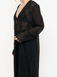 Vintage x Sheer Long Sequin Beaded Blouse (XS-L)