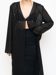 Vintage x Sheer Long Sequin Beaded Blouse (XS-L)
