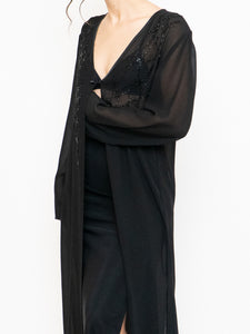 Vintage x Sheer Long Sequin Beaded Blouse (XS-L)