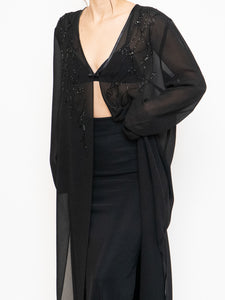 Vintage x Sheer Long Sequin Beaded Blouse (XS-L)