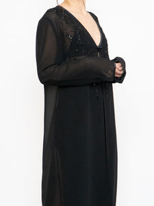 Vintage x Sheer Long Sequin Beaded Blouse (XS-L)